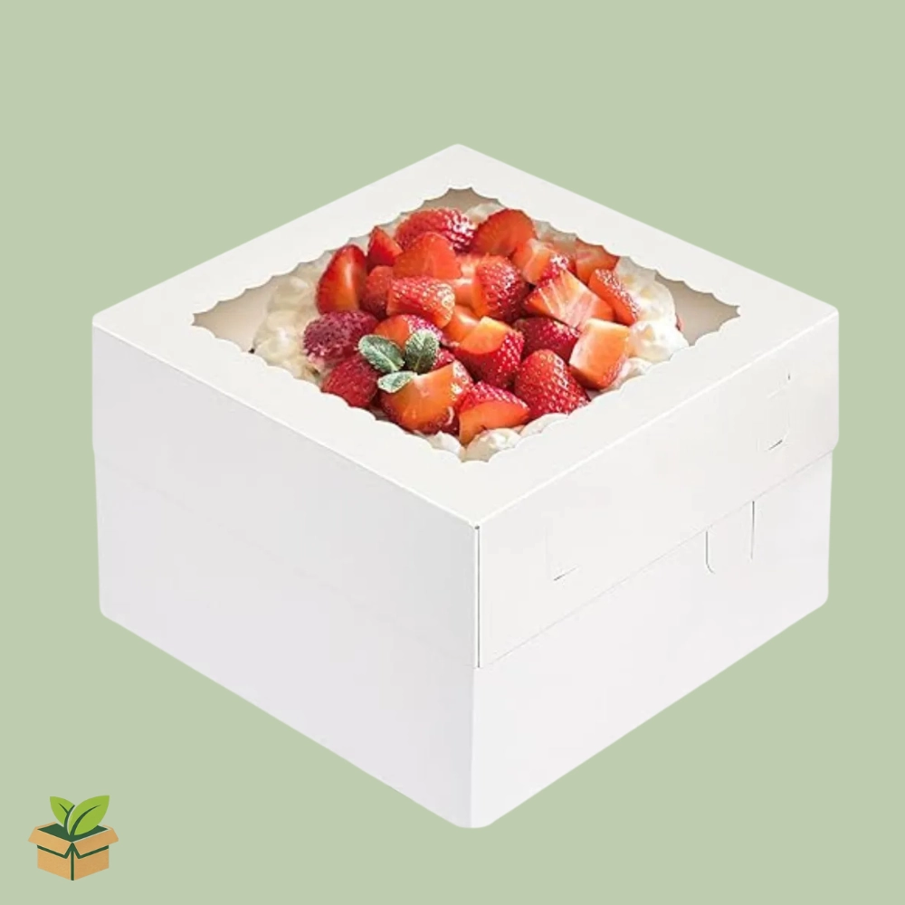 10×10×12 Tall Cake Box with Window | White