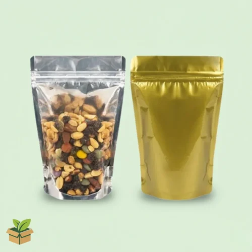 Golden Clear Zipper Pouches | Stand‑Up Window Food Bag
