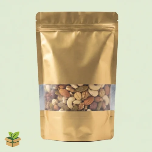 Matt Golden Standing Pouch with Window 20×30cm