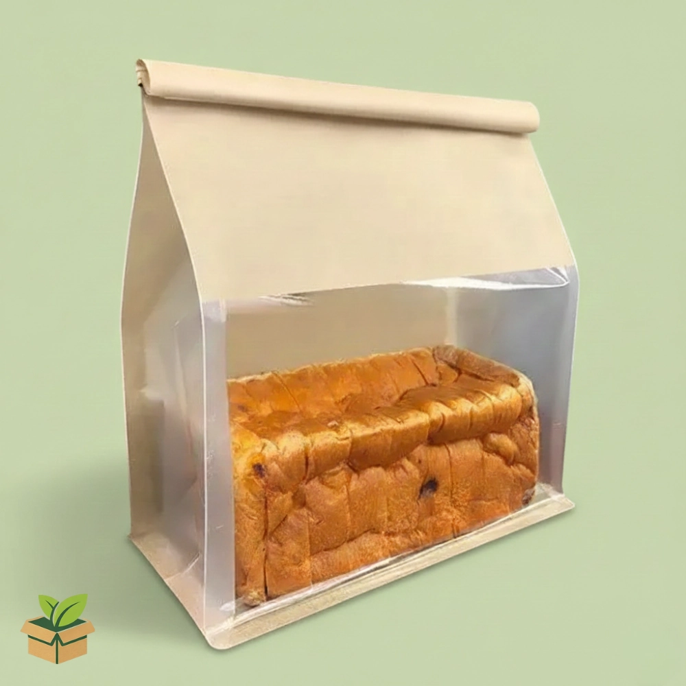 Brown Side‑Gusseted Flat Bottom Bakery Pouch with Window