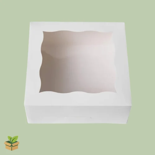 18×18×7 Inch Cake Box with Scalloped Window | White