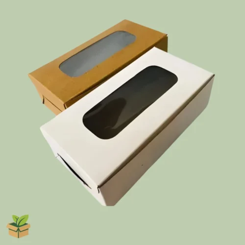 2 Brownie Box with Window | White & Kraft Dessert Sleeve