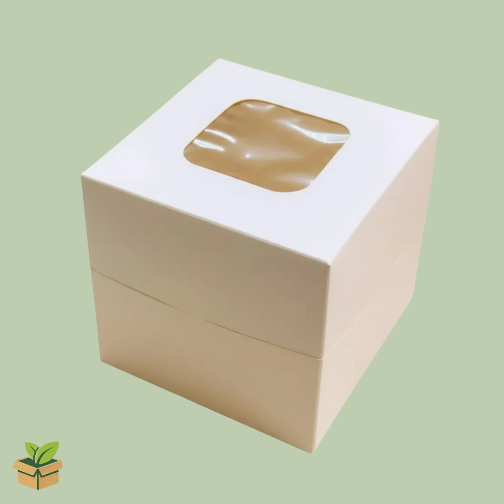 6×6×5 Inch Cake Box with Clear Transparent Window | White