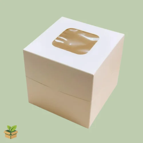 8×8×10 Inch Tall Cake Box with Clear Transparent Window | White