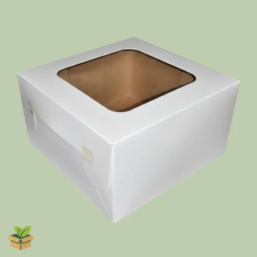 8×8×5 Inch Cake Box with Clear Transparent Window | White