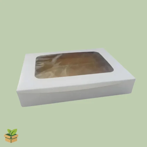 9 Brownie Box with Window | White Dessert Gift Box