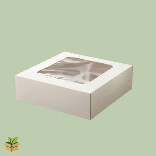 9 Cupcake Box with Clear Window – White, Recyclable