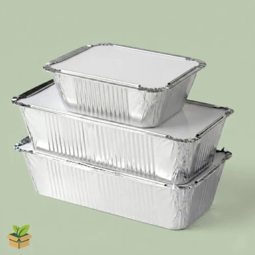 Aluminium Foil Containers – Three Sizes Stacked – Disposable Food Packaging