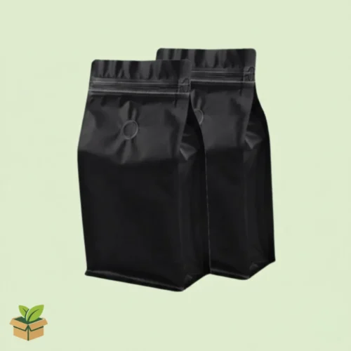 Black Stand‑Up Pouch with Valve (13×20 cm)