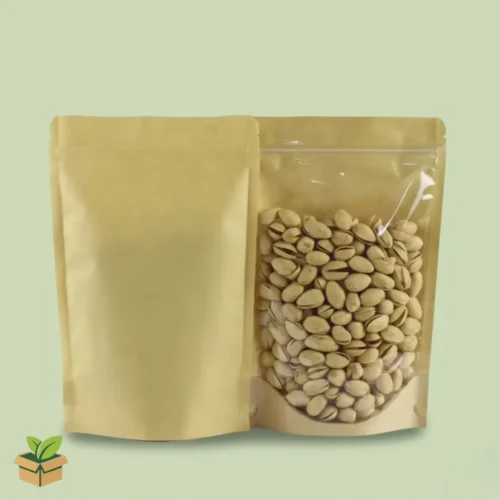 Brown Kraft Stand‑Up Bag with Clear Front (Zipper, Resealable)