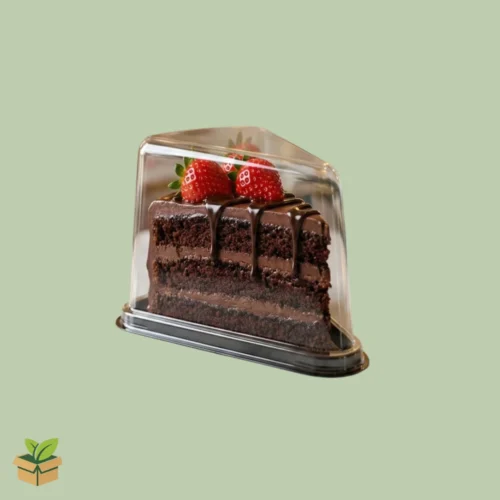 Clear Plastic Cake Slice Box with Black Base | Display‑Ready