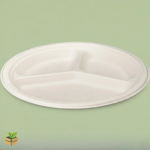 Compostable 3 Compartment Biodegradable Disposable Plates - Eco-Friendly Paper Plates