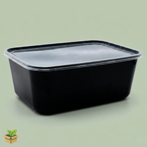 Disposable Black Plastic Food Container with Clear Lid