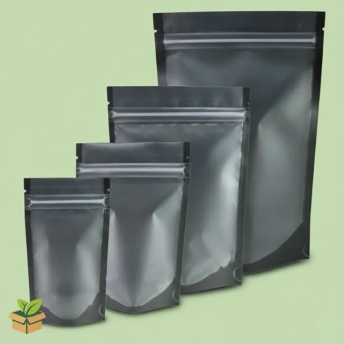 Front Transparent Back Black Aluminium Stand‑Up Pouch 12×20cm