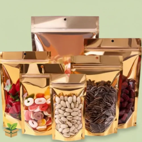 Front Transparent Copper‑Gold Aluminium Stand‑Up Pouch 20×30cm