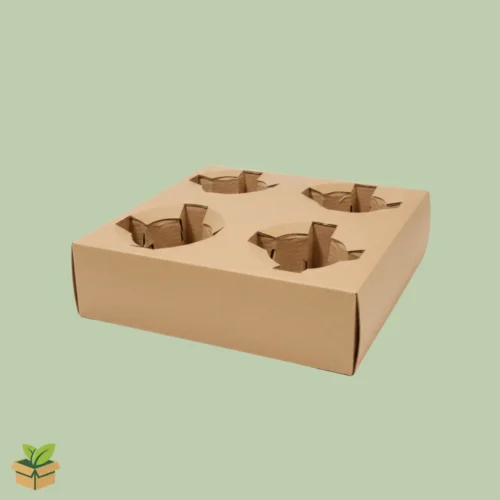 Kraft 4 Cup Drink Carrier – Recyclable Takeaway Tray