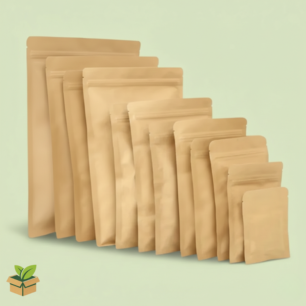 Kraft Paper with Aluminum Lamination Stand‑Up Zipper Pouch – 20×30 cm - Image 2