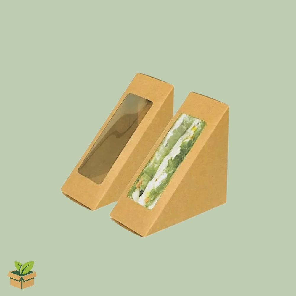 Kraft Sandwich Box With Window (Brown) – Café Display