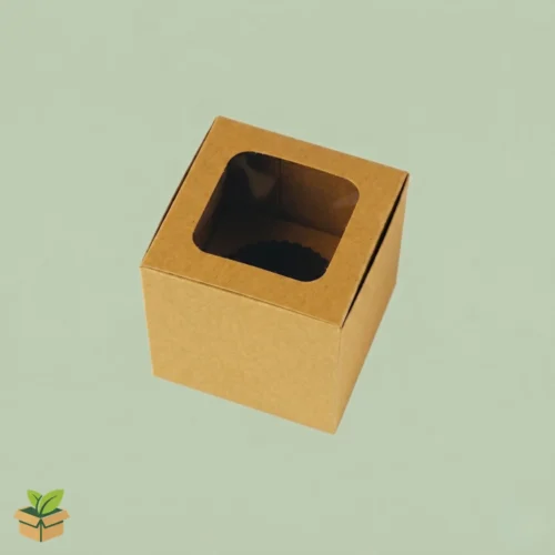Kraft Single Cupcake Box with Clear Window – Eco-Friendly Bakery Packaging