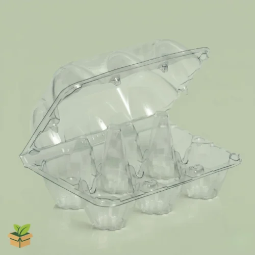 Krystalite Transparent 6 Egg Tray - Clear Plastic Egg Carton with Hinged Lid