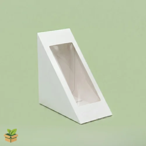 White Kraft Triangle Sandwich Box with Clear Window – Eco Paper Packaging
