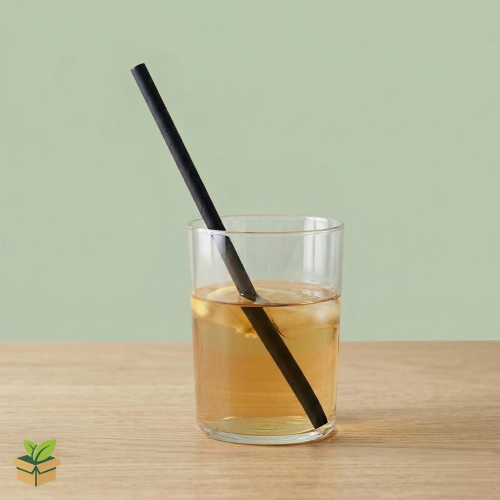 8mm Black Disposable Drinking Straw for Thick Beverages