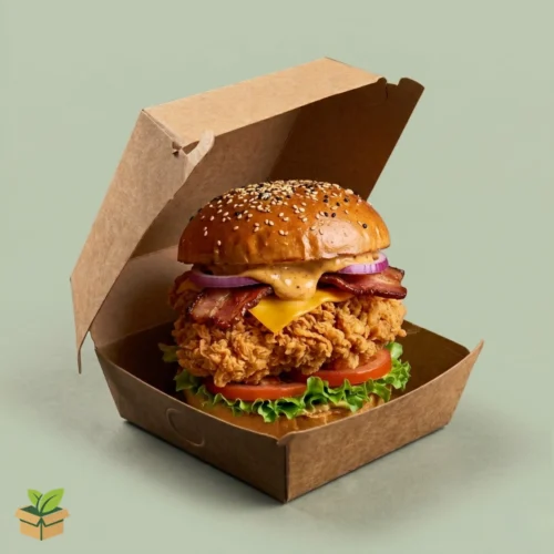 Brown Zinger Burger Box – Eco-Friendly Natural Kraft Takeaway Packaging