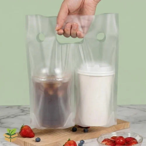Coffee Transparent Double Handle Bag for Takeaway Drinks