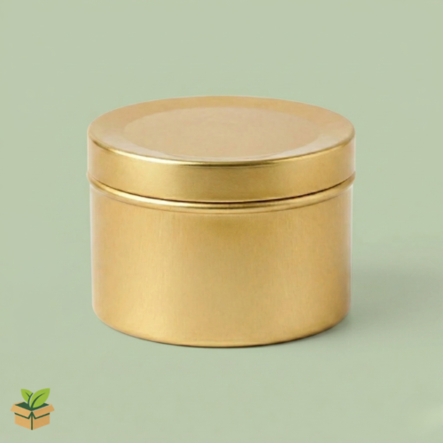 Golden Rounded Tin Box 150gm Premium Metal Container