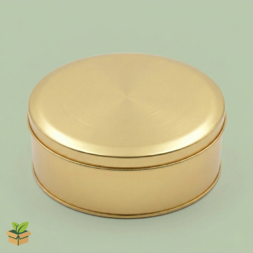 Golden Rounded Tin Box 500gm Premium Metal Container