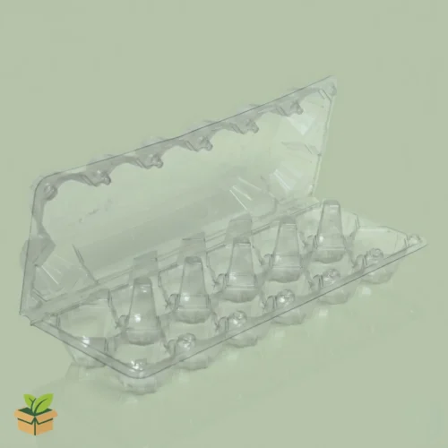 Krystalite Transparent 12 Egg Tray - Clear Plastic Egg Carton with Hinged Lid
