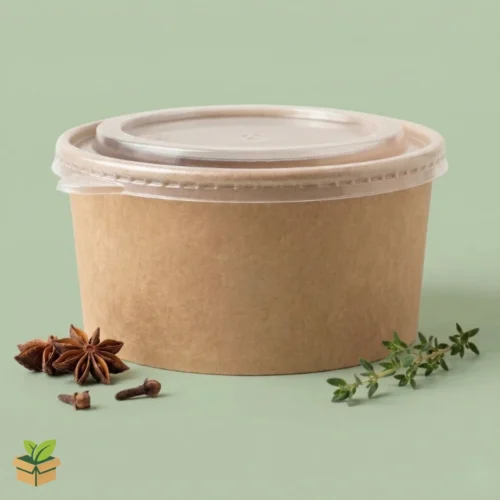 Round Kraft Paper Bowl with Clear Lid - Eco-Friendly Food Container