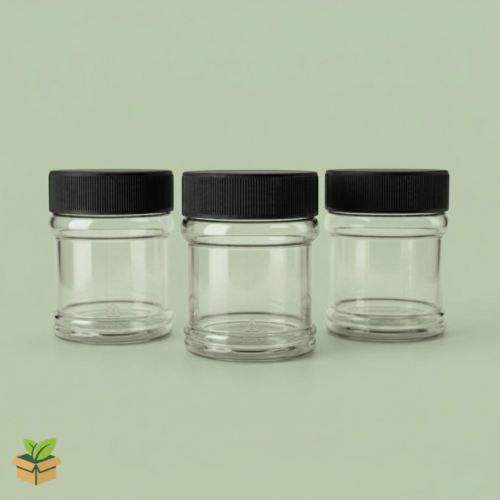 Round Plastic Jar 270ml with Black Screw Lid