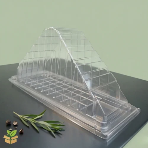 Transparent Sandwich Box with Hinged Lid - Clear Food Container