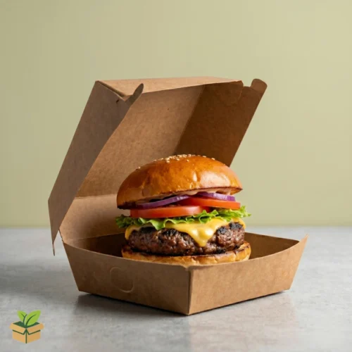 Brown Petty Burger Box – Eco-Friendly Natural Kraft Takeaway Packaging