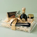 Acrylic Gift Tray with Premium Chocolates, Honey & Balsamic Vinegar – Luxury Gift Packaging