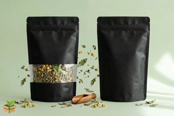 Black Standup Pouch With Window vs Without Window