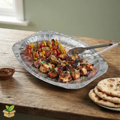 Aluminium Foil Tray with Grilled Chicken Skewers – Eco Packaging
